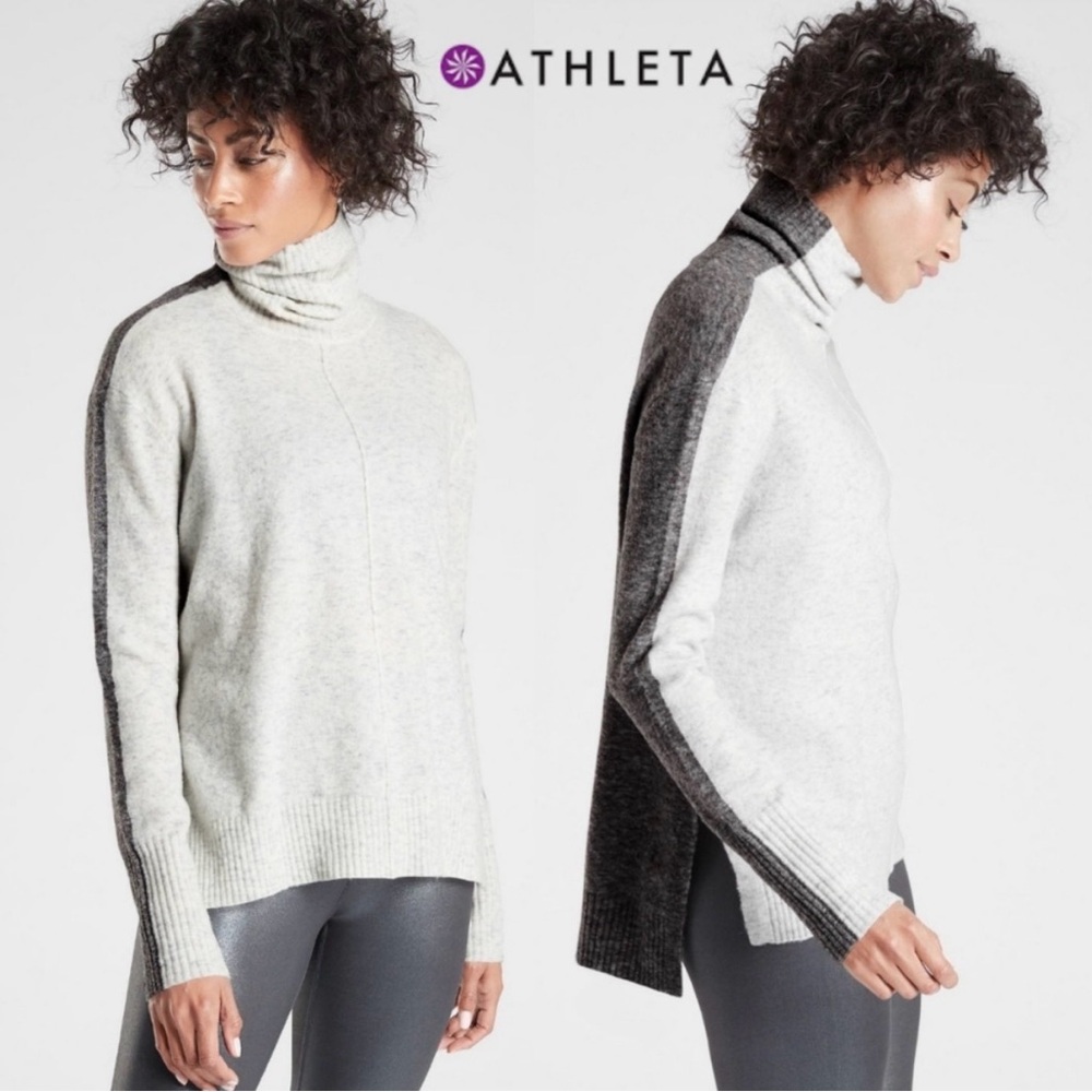 Athleta Transit Colorblock Turtleneck Sweater Merino Wool Blend Pullover‎ Small